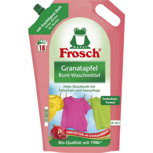 Frosch Granatapfel Bunt-Waschmittel 18 Waschladungen 1,8 Liter Beutel