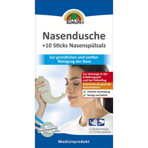 Sunlife Nasendusche + 10 Salzsticks bei Pollenflug/Erkltung 22,5g