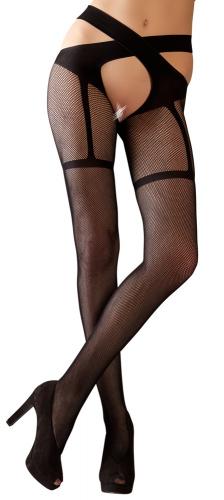 Cottelli Collection Stockings & Hosiery Netzstr�mpfe mit gekreuztem Strapsg�rtel - Farbe: schwarz - Gr��e: S-L