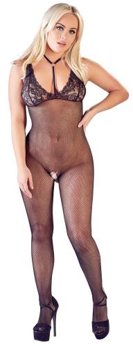 Mandy Mystery lingerie Catsuit ouvert Spitze Netz mit Cups - Farbe: schwarz - Gr��e: S-L