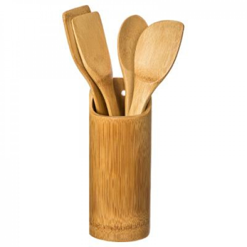 JJA Utensil x4 + Bambus Topf, farblos