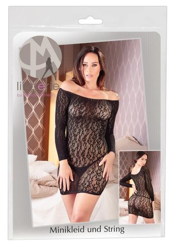 Mandy Mystery lingerie Mandy Mystery Lingerie Kleid ,S-L Farbe schwarz Strapshemd Catsuit - Auswahl: Carmenkleid Farbe schwarz Gre S-L
