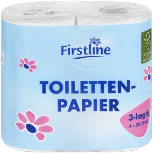 Firstline Toilettenpapier 3-lagig 4 x 200 Blatt 