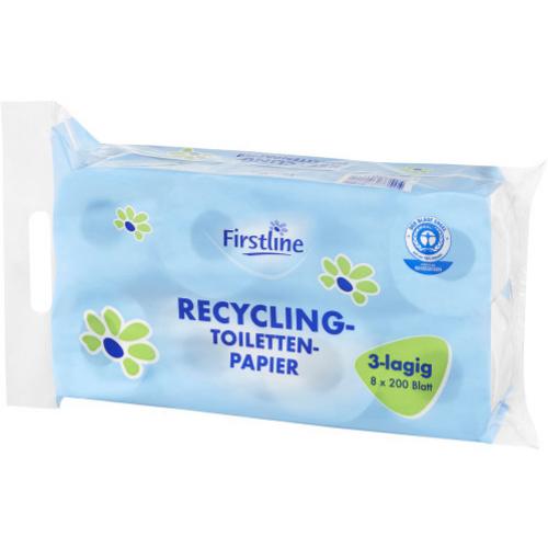 Firstline Recycling Toilettenpapier 3-lagig 8 x 200 Blatt