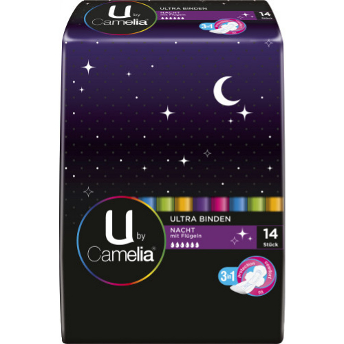 Camelia Damenbinden Ultra Binden Nacht mit Flgeln 14 Stck