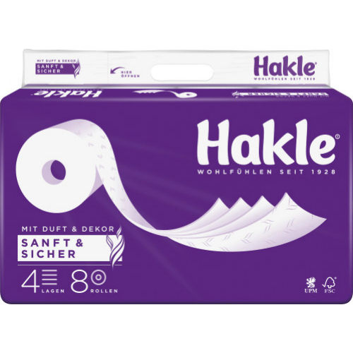 Hakle Sanft & Sicher Toilettenpapier 4 Lagig 8 Rollen