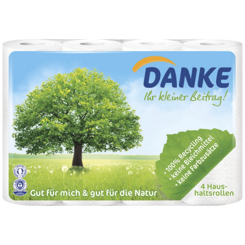 Danke Kchentuch Recycling Haushaltsrollen 3-lagig 4 x 45 Blatt