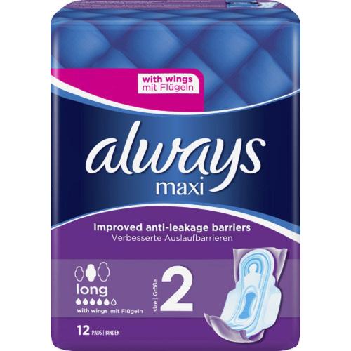 Always Ultra Always Maxi Long Damenbinde Slipeinlage mit Fl�gel 12 St�ck