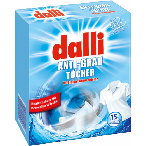 Dalli Anti-Grau T�cher 15er verhindert Grauschleier Schutz f�r wei�e W�sche