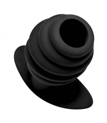 Master Series MASTER SERIES Ass Tunnel Ribbed Hollow Anal Plug large - Farbe: Schwarz