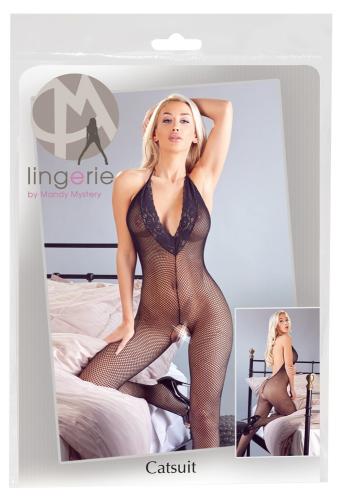 Mandy Mystery lingerie Catsuit Rckenfrei Neckholder zum Binden - Farbe: schwarz - Gre: S-L