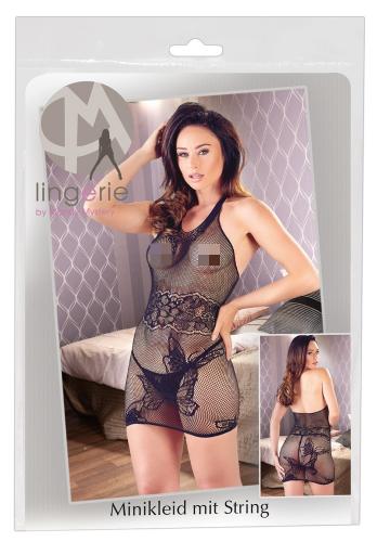 Mandy Mystery lingerie Kleid Netzminikleid Neckholder - Farbe: schwarz - Gre: S-L