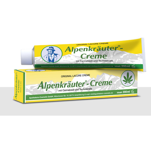 Lacure Alpenkruter Creme 200ml - mit Cannabisl und Teufelskralle