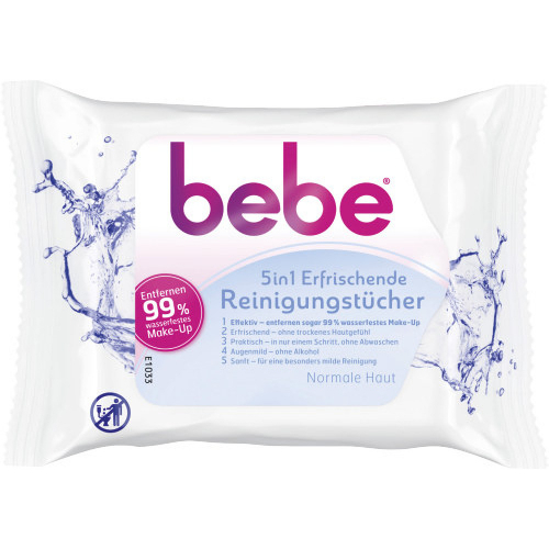 Bebe 5in1 Erfrischende Reinigungstcher Abschminktcher Gesichtspflege 25 Stck