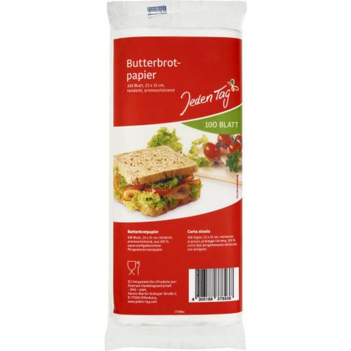 Jeden Tag JedenTag Butterbrotpapier Fettdicht Aromaschtzend 100 Blatt