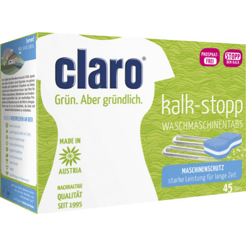 Claro �ko Kalkstopp Tabs Kalkentferner Waschmaschinentabs 45 St�ck