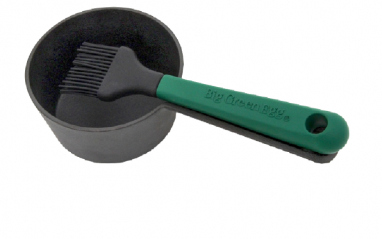 Big Green Egg Gusseiserner Saucentopf mit Pinsel Grillzubehr 