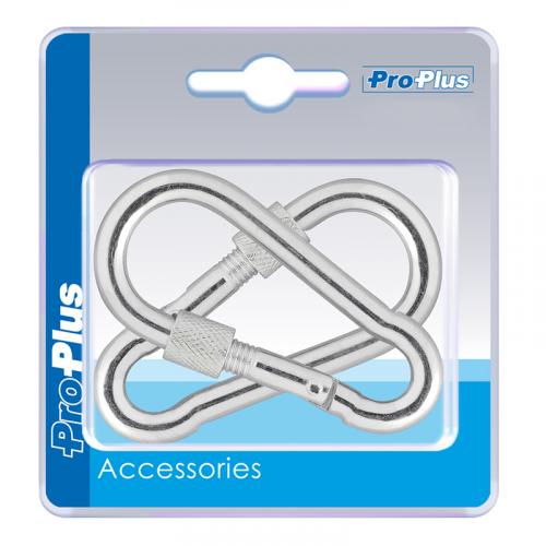 ProPlus Karabiner Metall 8x80mm mit Schraubverschluss 2 Stck im Blister