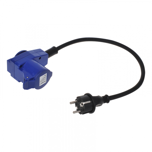 ProPlus Adapterkabel 40cm von Schuko Stecker nach CEE-Winkelkupplung + Schuko Steckdose