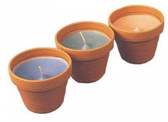 Markenlos Citronella-Kerzen-Tontpfe 3er Set