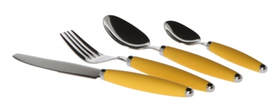 Camping Profi Besteckset Edelstahl, gelb  16-teilig