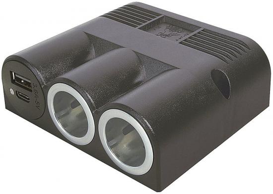 Pro car Aufbau-Dreifachsteckdose mit Power USB-C/A Doppelsteckdose