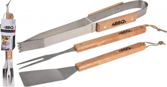 Markenlos BBQ Grillbesteck Set 3-teilig Grillzubehr Grillhelfer