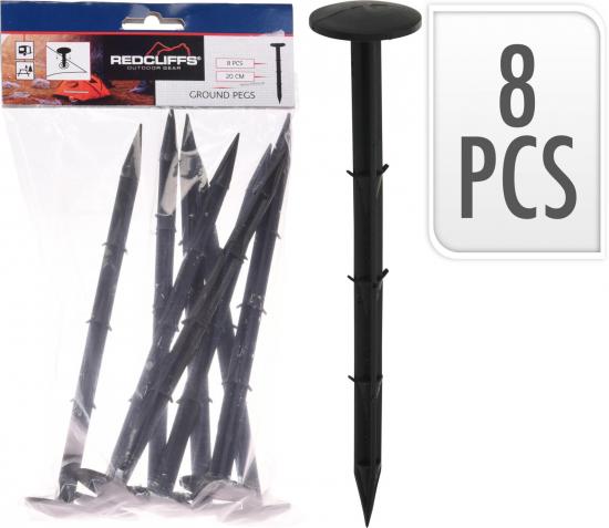 Redcliffs Zelthering Zeltst�bchen 8er-Set Schwarz 20cm