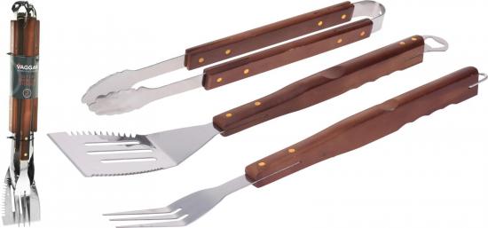 Markenlos Grillbesteck Grillset Grillzubehr 3-teiliges Set 