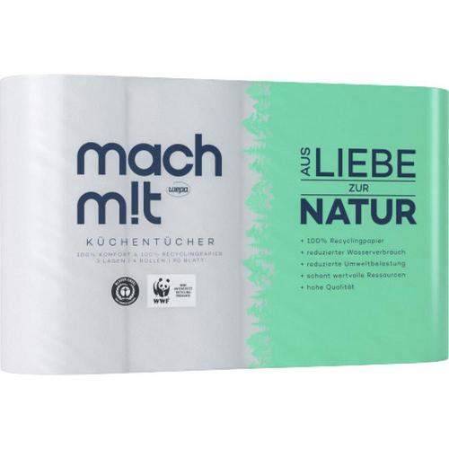 Wepa MachMit K�chenrolle K�chent�cher K�chenkrepp 3-lagig 4 St�ck
