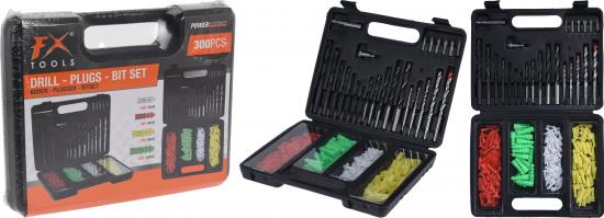 FX Tools Bohrer und D�bel-Set 300-teilig Holz Stein Metall