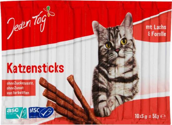 Jeden Tag JedenTag Katzensticks Lachs + Forelle 10 Stck 50g