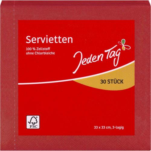 Jeden Tag JedenTag Servietten Rot Papierservietten 3-lagig 30 Stck