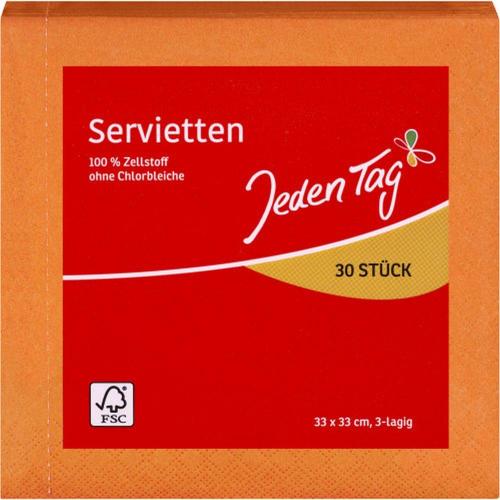 Jeden Tag JedenTag Servietten Orange Papierservietten 3-lagig 30 Stck