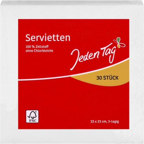 Jeden Tag JedenTag Servietten Wei Papierservietten 3-lagig 30 Stck