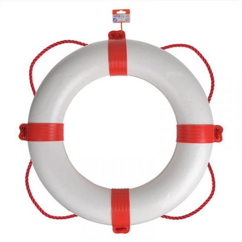 Seilflechter Bootsring / Rettungsring 600mm, wit rot