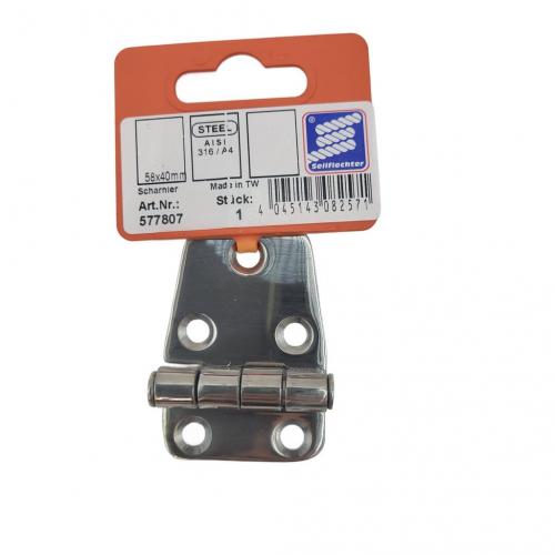 Seilflechter Scharnier 58x40mm, A2 RVS AISI 316, 5 loch