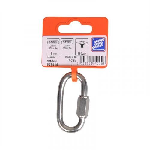 Seilflechter Kettennotglied 6x45mm, A4 RVS AISI 316