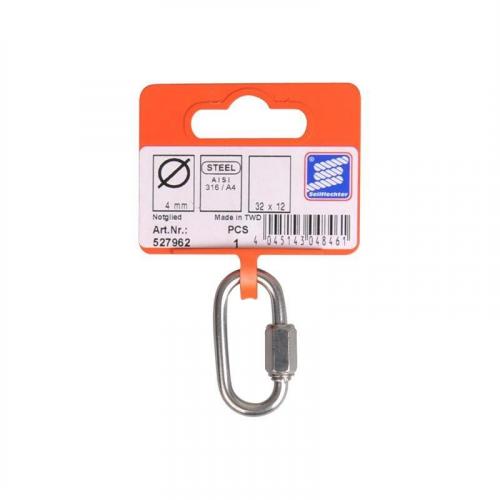 Seilflechter Kettennotglied 4x32mm, A4 RVS AISI 316