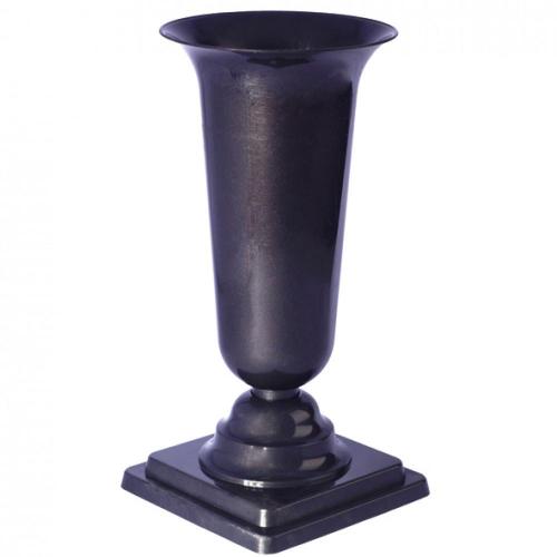 Haushaltswaren-guru Grabvase mit Sockel Blumenvase fr Grab 26cm x 13cm Schwarz