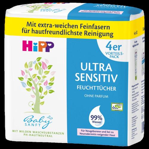 Hipp Babysanft Feuchttcher Ultra sensitiv ohne Parfum 4x52er Pack