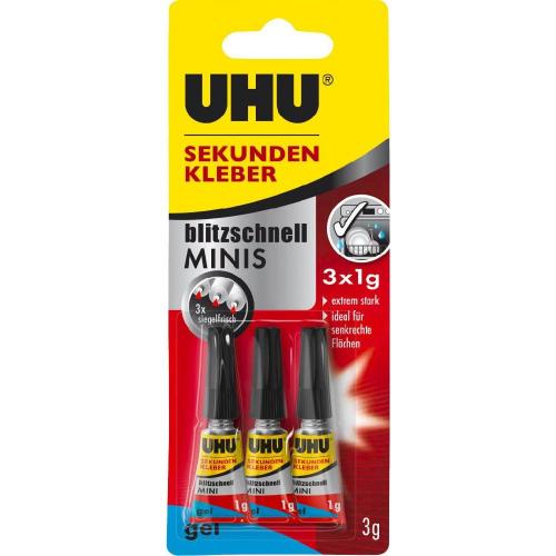 Uhu uhu Sekundenkleber Blitzschnell Minis Gel 3x1g