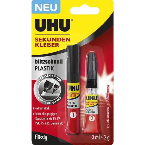 Uhu uhu Sekundenkleber Blitzschnell Plastik 2g + 3ml