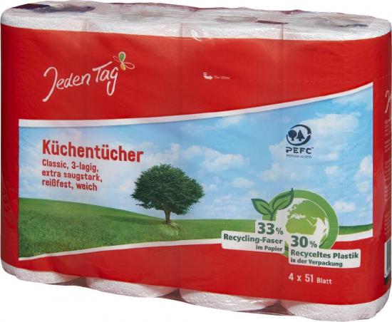 Jeden Tag JedenTag Kchenrolle Kchentcher 4x51 Blatt