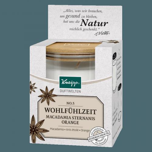 Kneipp Duftkerze mit Glas Macadamia, 1er Schachtel 145g