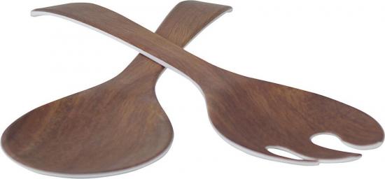 Gimex Salatbesteck Melamin, wei/holzoptik