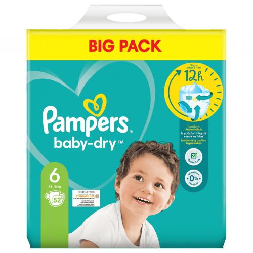 Pampers Baby Dry Big Pack Gre 6  XL 13-18kg, 52er