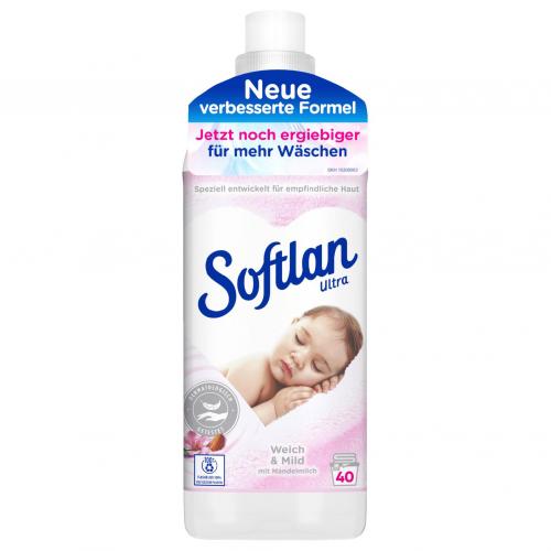 Softlan Weich und Mild 40 Waschladungen 1l Flasche