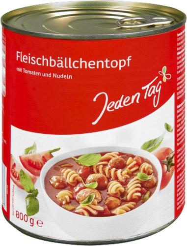 Jeden Tag JedenTag Fleischbllchentopf mit Tomaten und Nudeln 800g Dose
