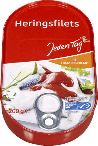 Jeden Tag JedenTag Heringsfilet in Tomatencreme 200g Dose